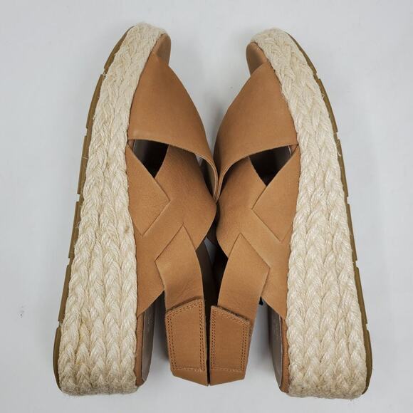 Eileen Fisher Women Tan Timor Espadrille Leather Wedge Sandals Size 9 Casual - Picture 5 of 9